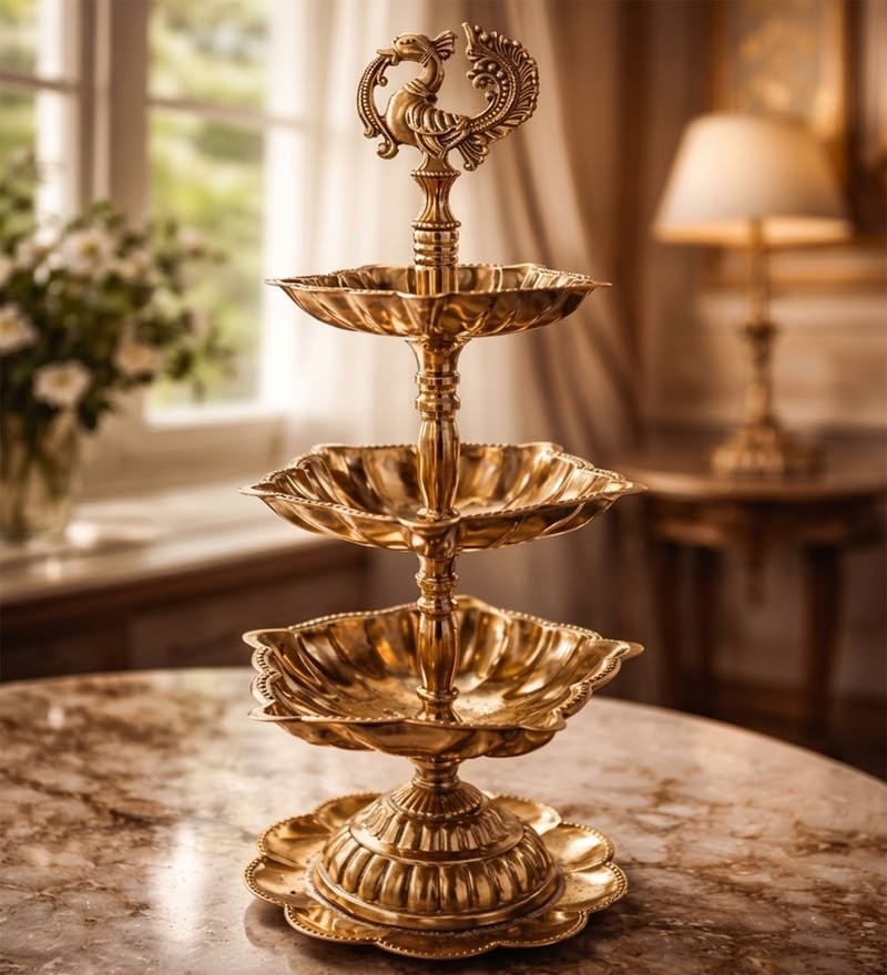 Handcrafted Brass Diya Stand